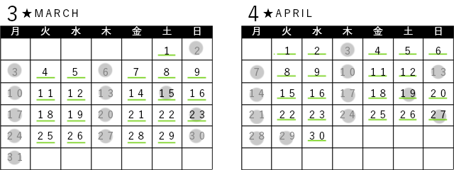 休診日、診療時間